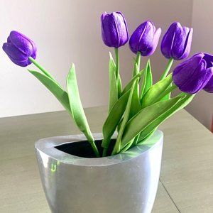 Bundle Bunch 6 Real Touch PU Purple Tulip Stems Artificial Spring Flowers New